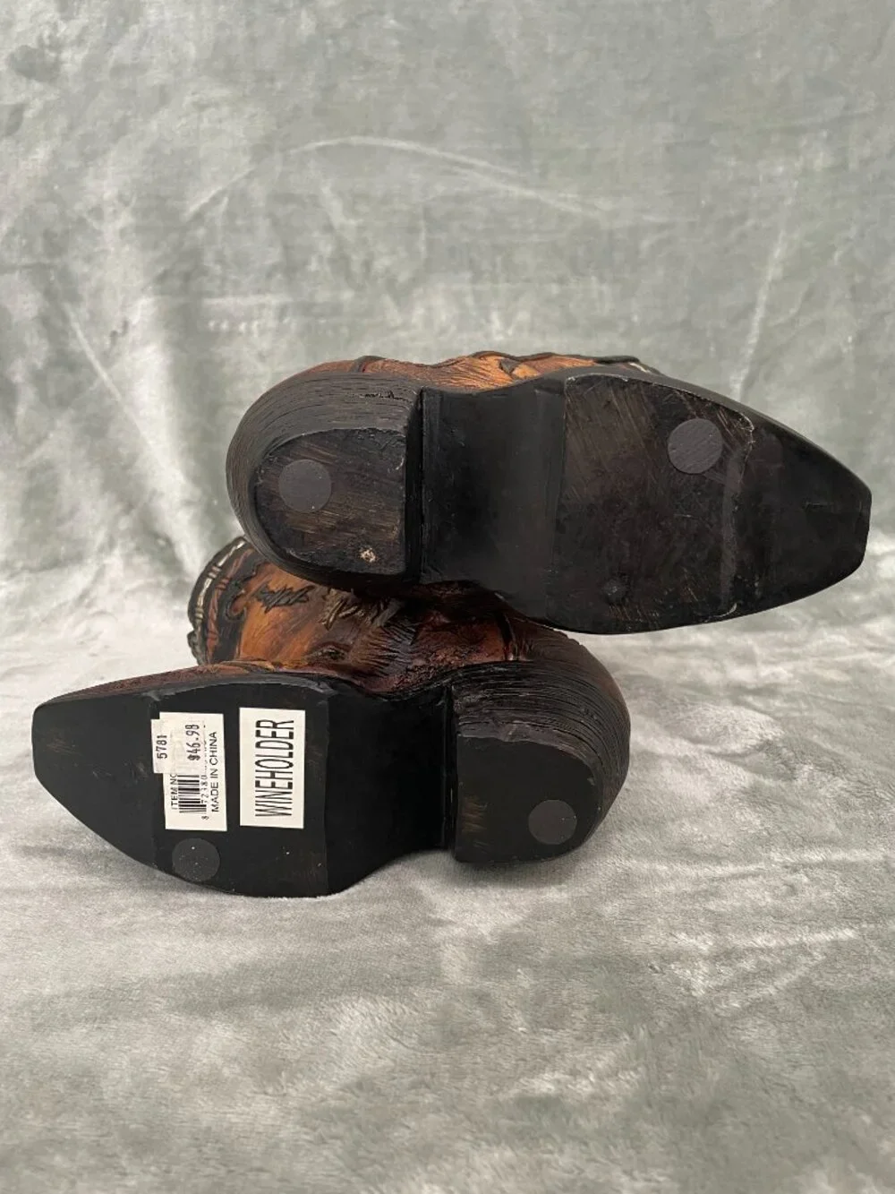 NWT Rustic Brown Cowboy Boot Wine Holder Western Home Decor Vase